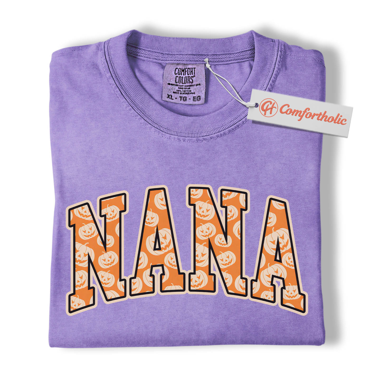Halloween Nana Shirt, Cute Pumpkin Face T-Shirt, Fun Grandma Graphic Tee, Spooky October Gift for Nana, Fall Comfort Colors Shirt - Image 20