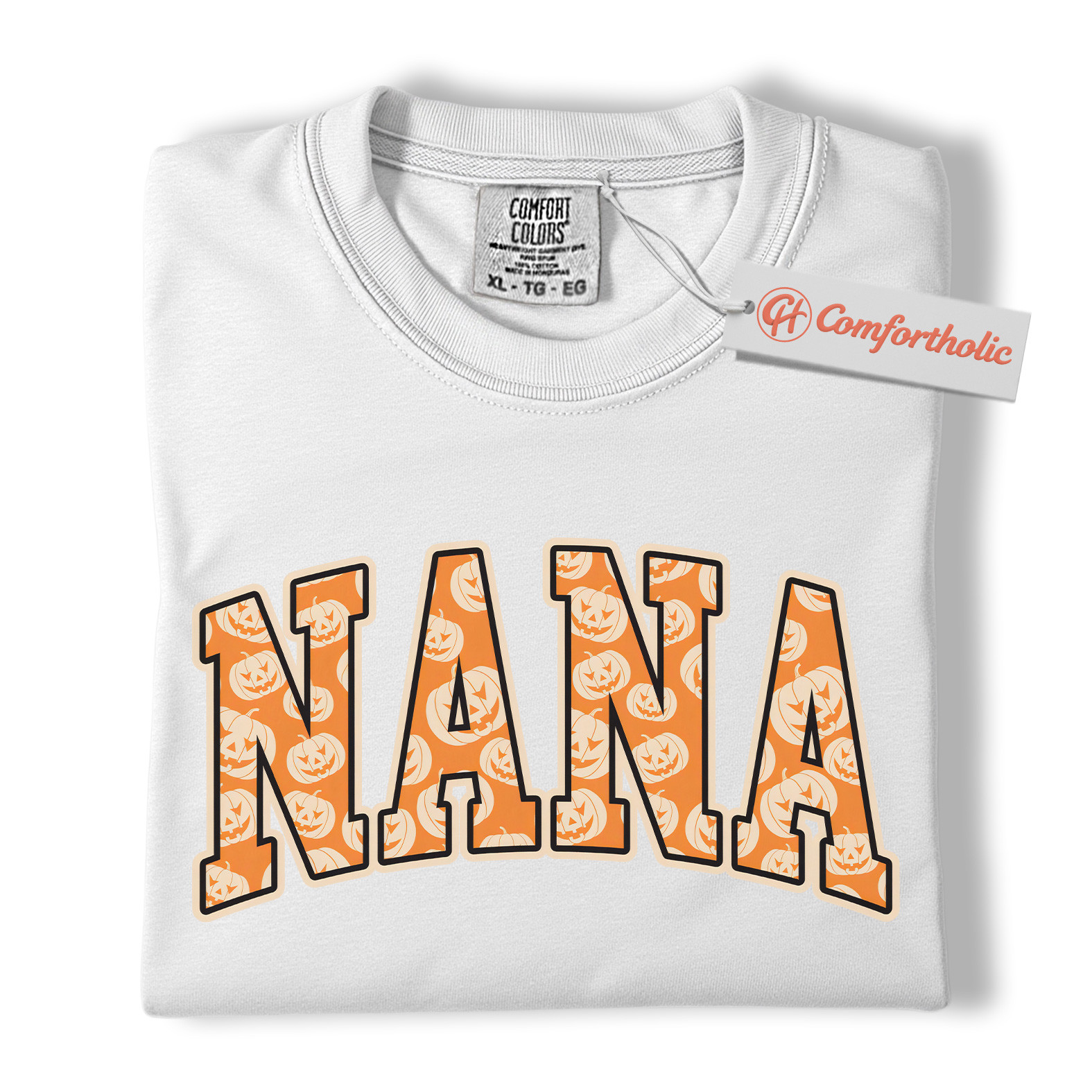 Halloween Nana Shirt, Cute Pumpkin Face T-Shirt, Fun Grandma Graphic Tee, Spooky October Gift for Nana, Fall Comfort Colors Shirt - Image 2