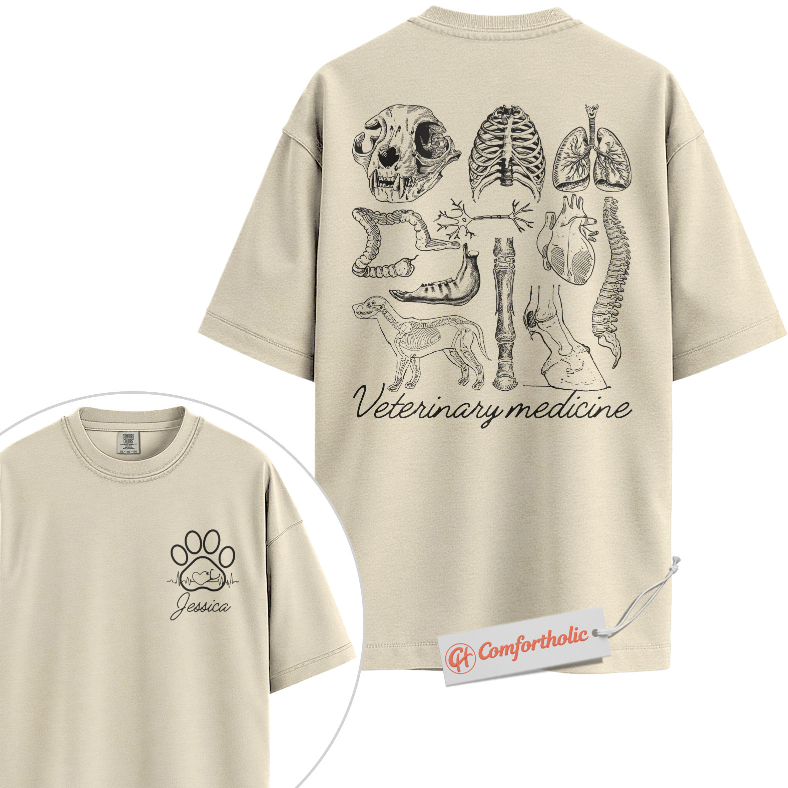 Custom Veterinary Medicine Shirt, Animal Anatomy T-Shirt, Personalized Vet Student Tee, Cute Gift for Future Veterinarians, Vet Tech Comfort Colors Shirt 2-Sided - Image 4