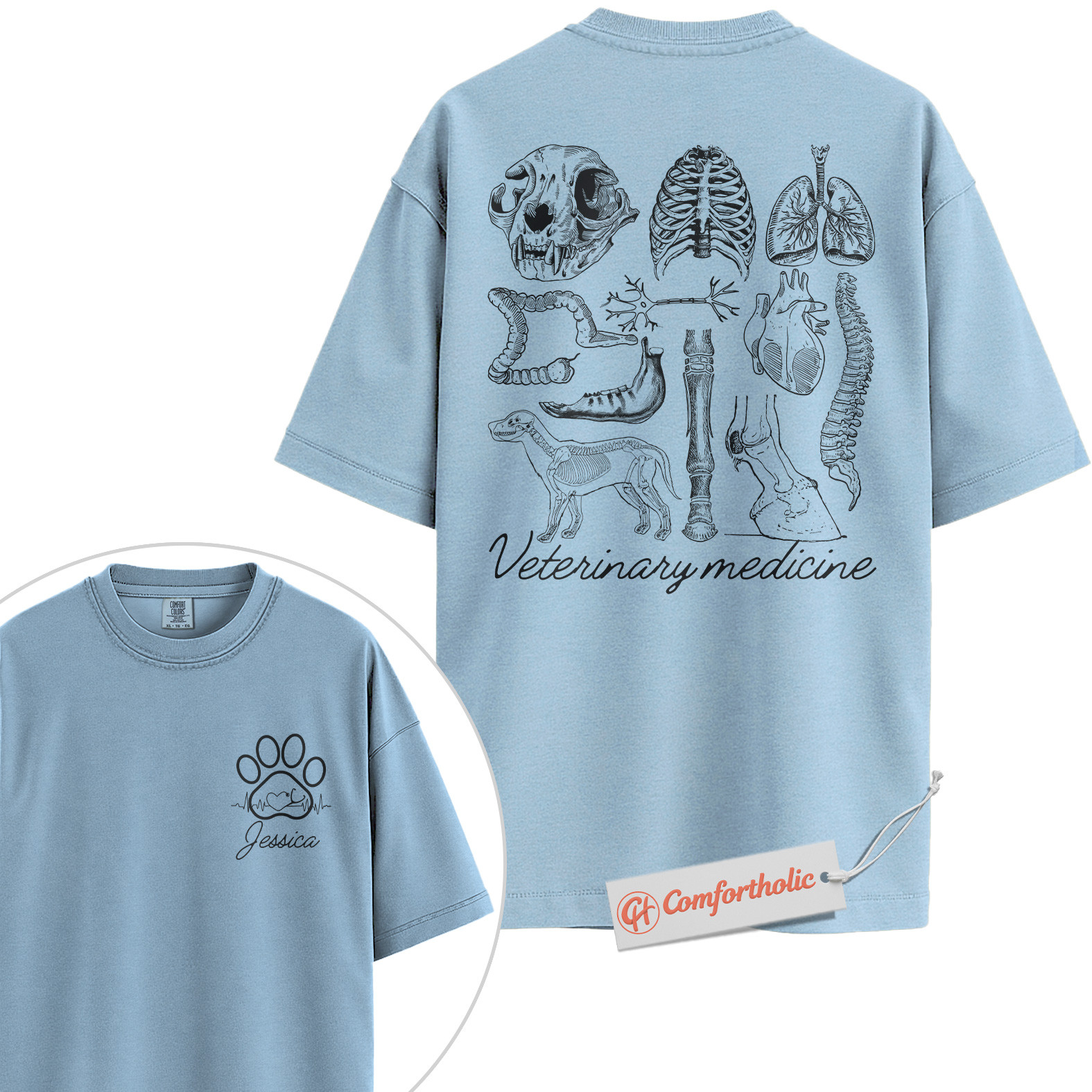 Custom Veterinary Medicine Shirt, Animal Anatomy T-Shirt, Personalized Vet Student Tee, Cute Gift for Future Veterinarians, Vet Tech Comfort Colors Shirt 2-Sided - Image 14
