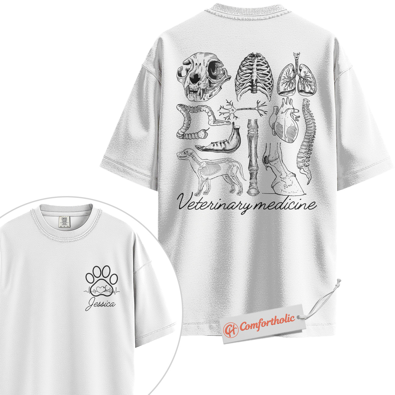 Custom Veterinary Medicine Shirt, Animal Anatomy T-Shirt, Personalized Vet Student Tee, Cute Gift for Future Veterinarians, Vet Tech Comfort Colors Shirt 2-Sided - Image 2