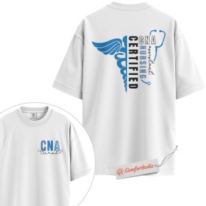 Alternative view of Custom CNA Shirt, Personalized Certified Nursing Assistant T-Shirt, Medical Symbol Graphic Tee, Gift for Certified Nurse Aides, Scrubs Comfort Colors Shirt 2-Sided