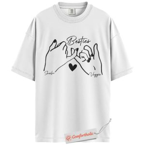 Alternative view of Personalized Besties Shirt, Pinky Promise Friendship T-Shirt, Custom Matching Gift for Best Friends, Cute BFF Graphic Comfort Colors Shirt