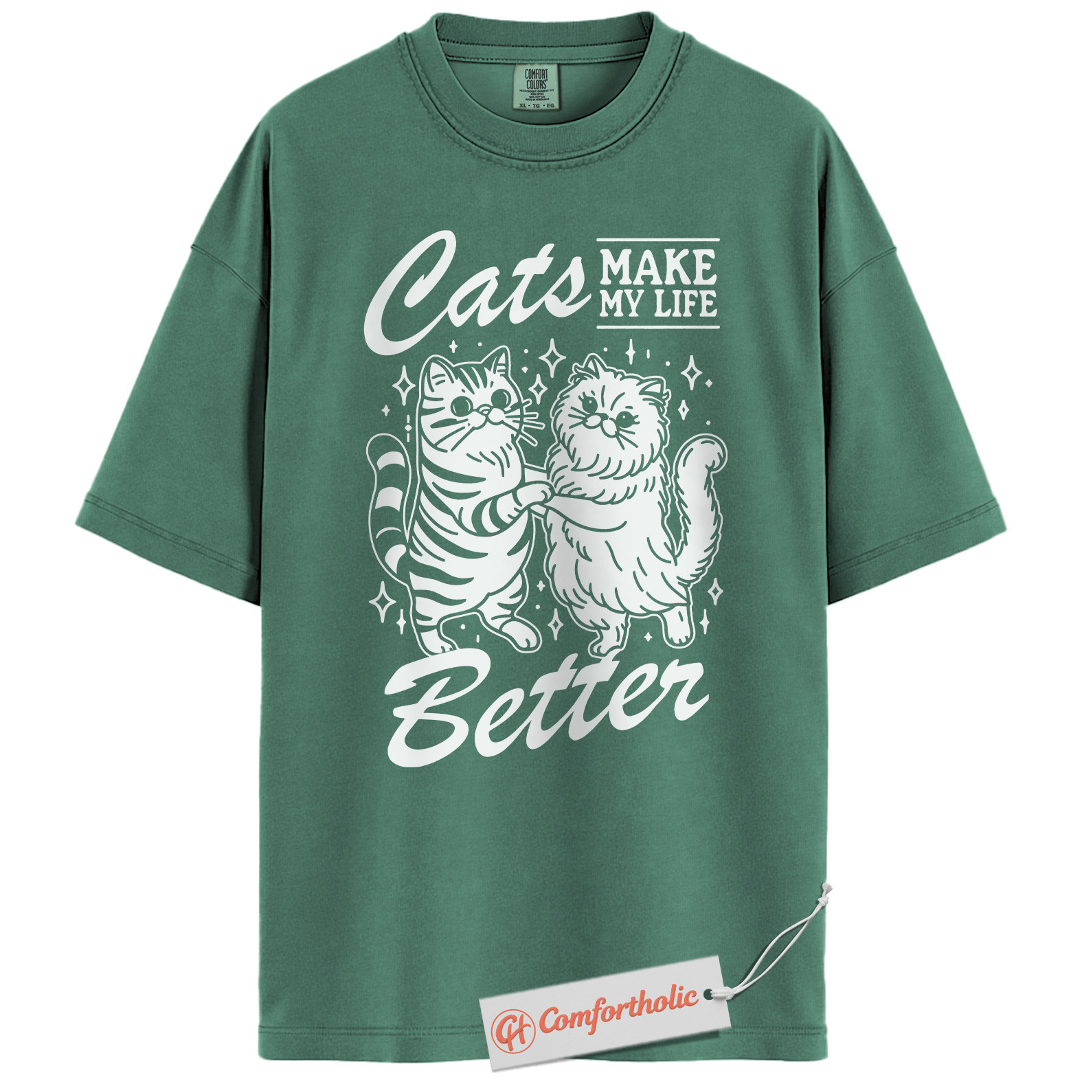 Cats Make My Life Better Shirt, Cute Cat Lover T-Shirt, Whimsical Kitty Graphic Tee, Funny Gift for Feline Owners, Aesthetic Pet Comfort Colors Shirt - Image 10