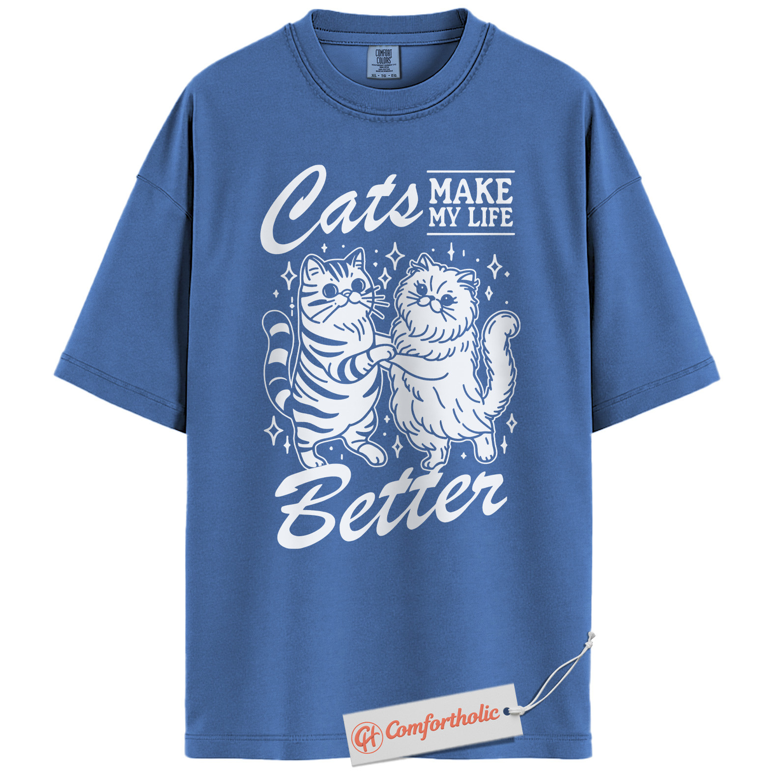 Cats Make My Life Better Shirt, Cute Cat Lover T-Shirt, Whimsical Kitty Graphic Tee, Funny Gift for Feline Owners, Aesthetic Pet Comfort Colors Shirt - Image 12