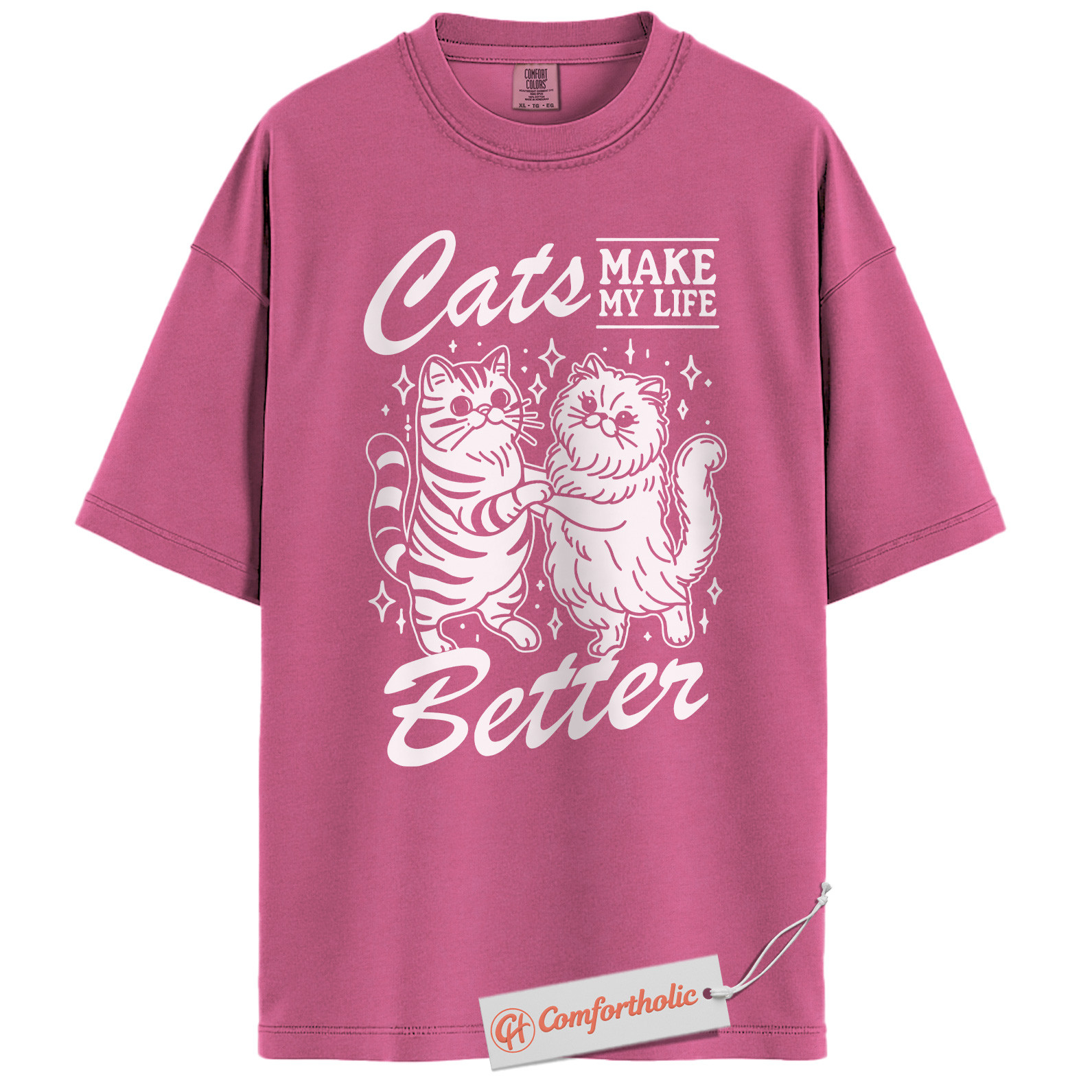 Cats Make My Life Better Shirt, Cute Cat Lover T-Shirt, Whimsical Kitty Graphic Tee, Funny Gift for Feline Owners, Aesthetic Pet Comfort Colors Shirt - Image 16