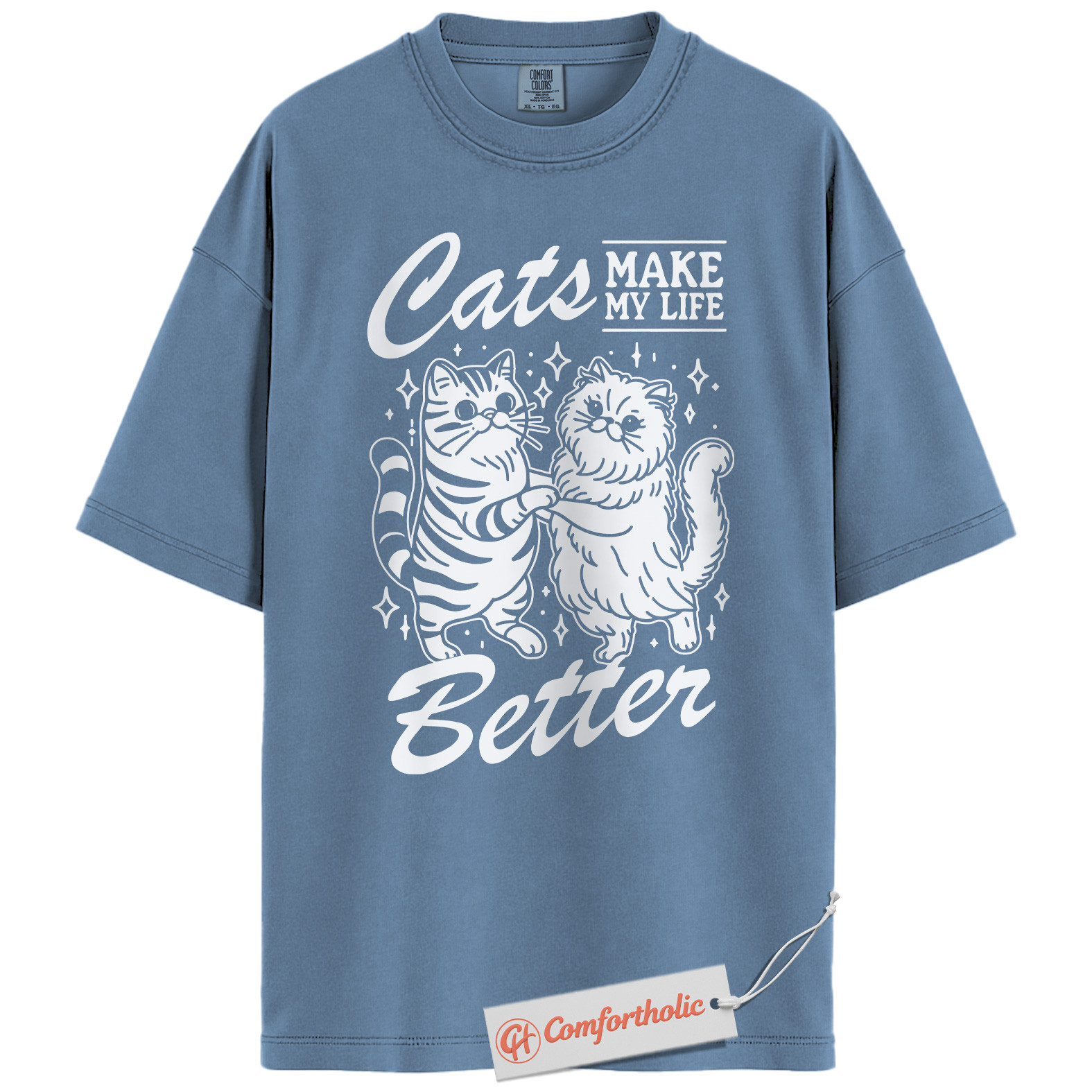 Cats Make My Life Better Shirt, Cute Cat Lover T-Shirt, Whimsical Kitty Graphic Tee, Funny Gift for Feline Owners, Aesthetic Pet Comfort Colors Shirt - Image 17