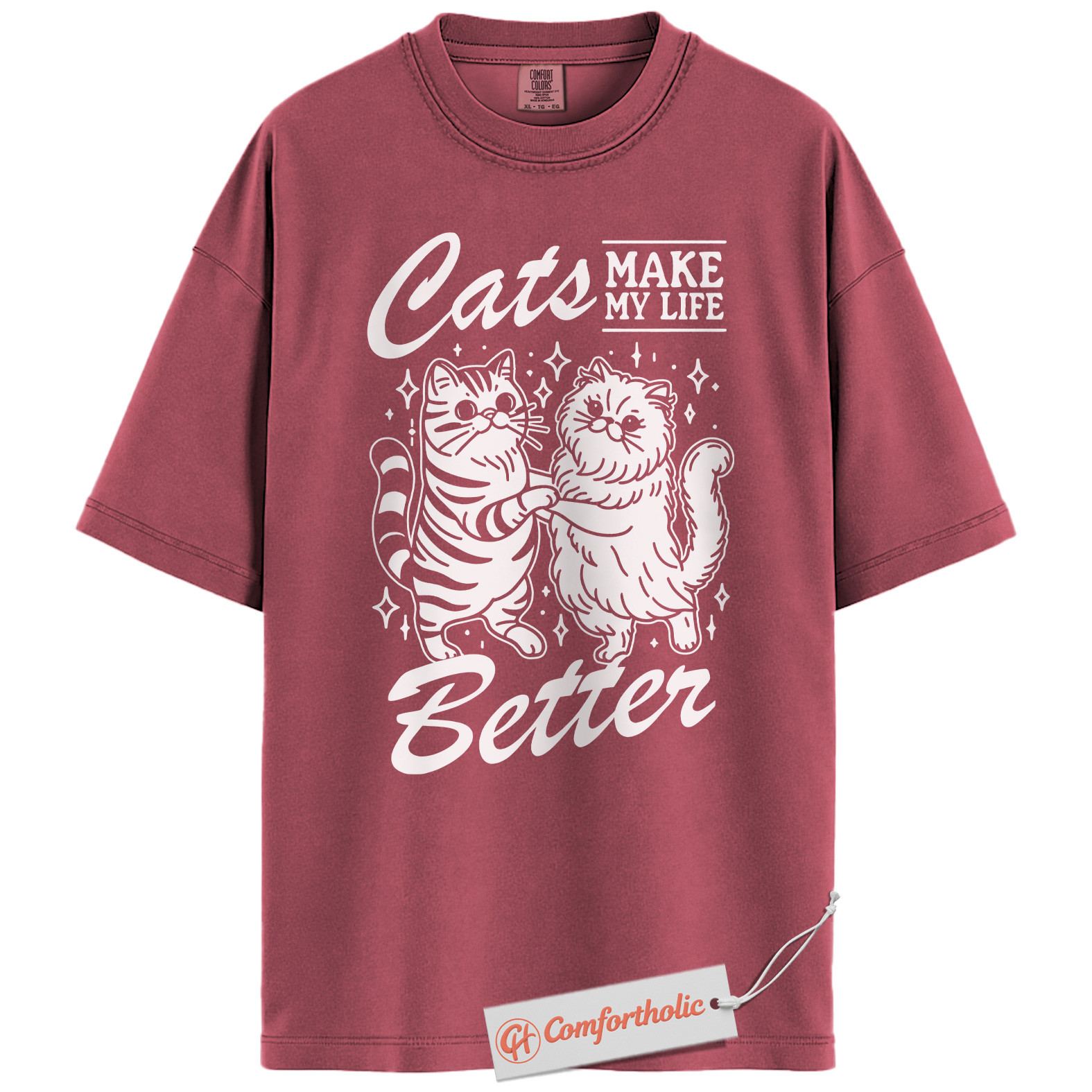 Cats Make My Life Better Shirt, Cute Cat Lover T-Shirt, Whimsical Kitty Graphic Tee, Funny Gift for Feline Owners, Aesthetic Pet Comfort Colors Shirt - Image 18