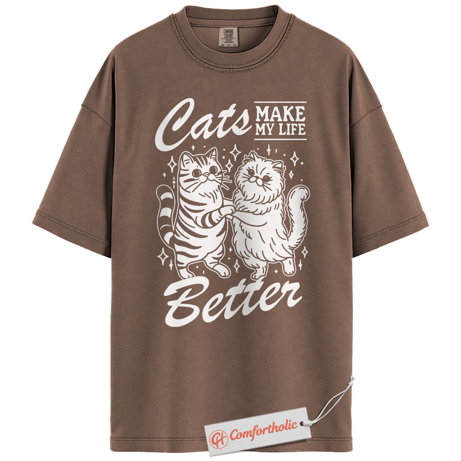 Cats Make My Life Better Shirt, Cute Cat Lover T-Shirt, Whimsical Kitty Graphic Tee, Funny Gift for Feline Owners, Aesthetic Pet Comfort Colors Shirt - Image 19