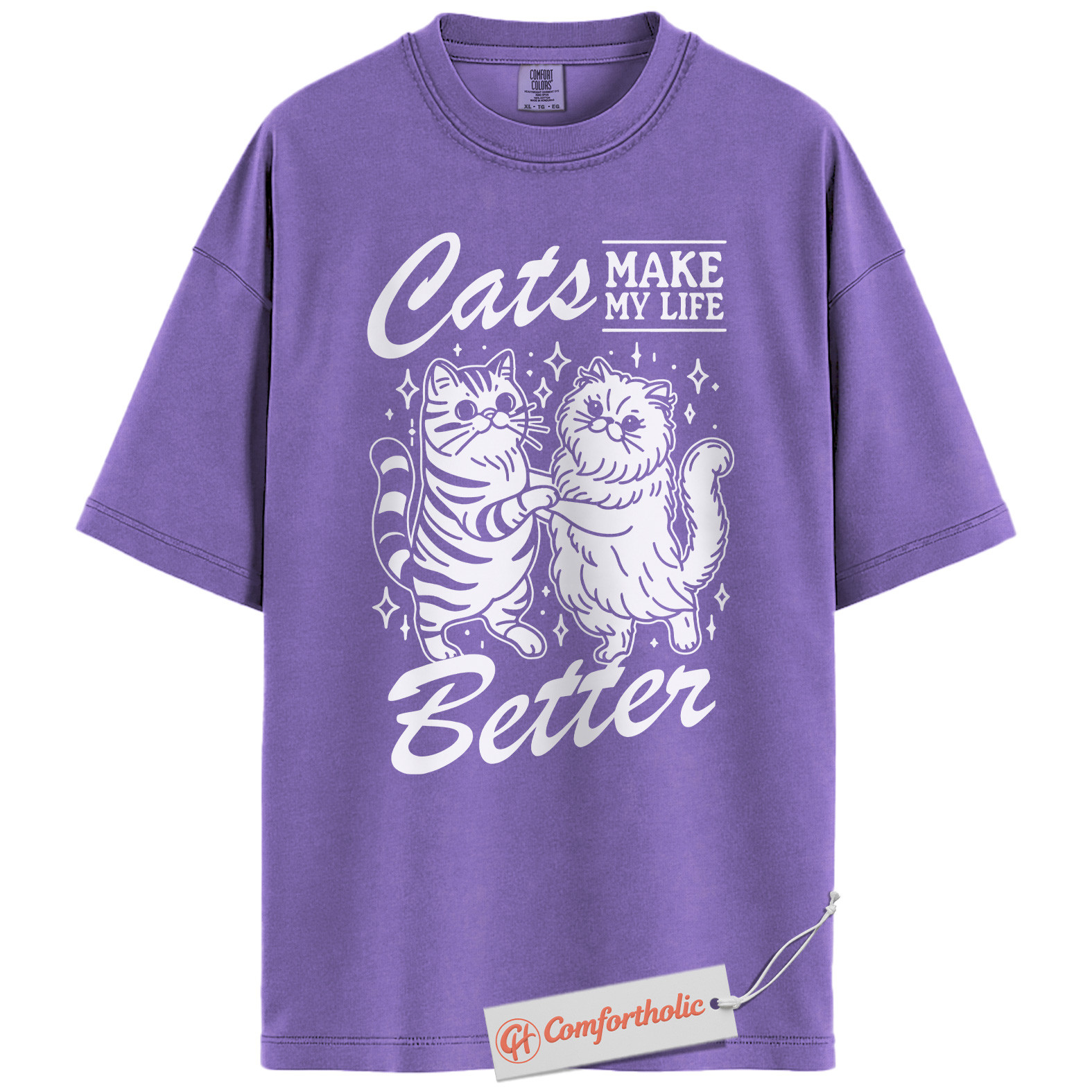 Cats Make My Life Better Shirt, Cute Cat Lover T-Shirt, Whimsical Kitty Graphic Tee, Funny Gift for Feline Owners, Aesthetic Pet Comfort Colors Shirt - Image 20