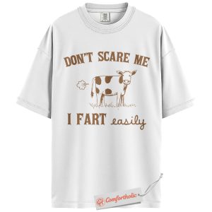 Alternative view of Don’t Scare Me Shirt, Funny Cow Fart T-Shirt, Farm Animal Graphic Tee, Humorous Gift for Cow Lovers, Cow Comfort Colors Shirt