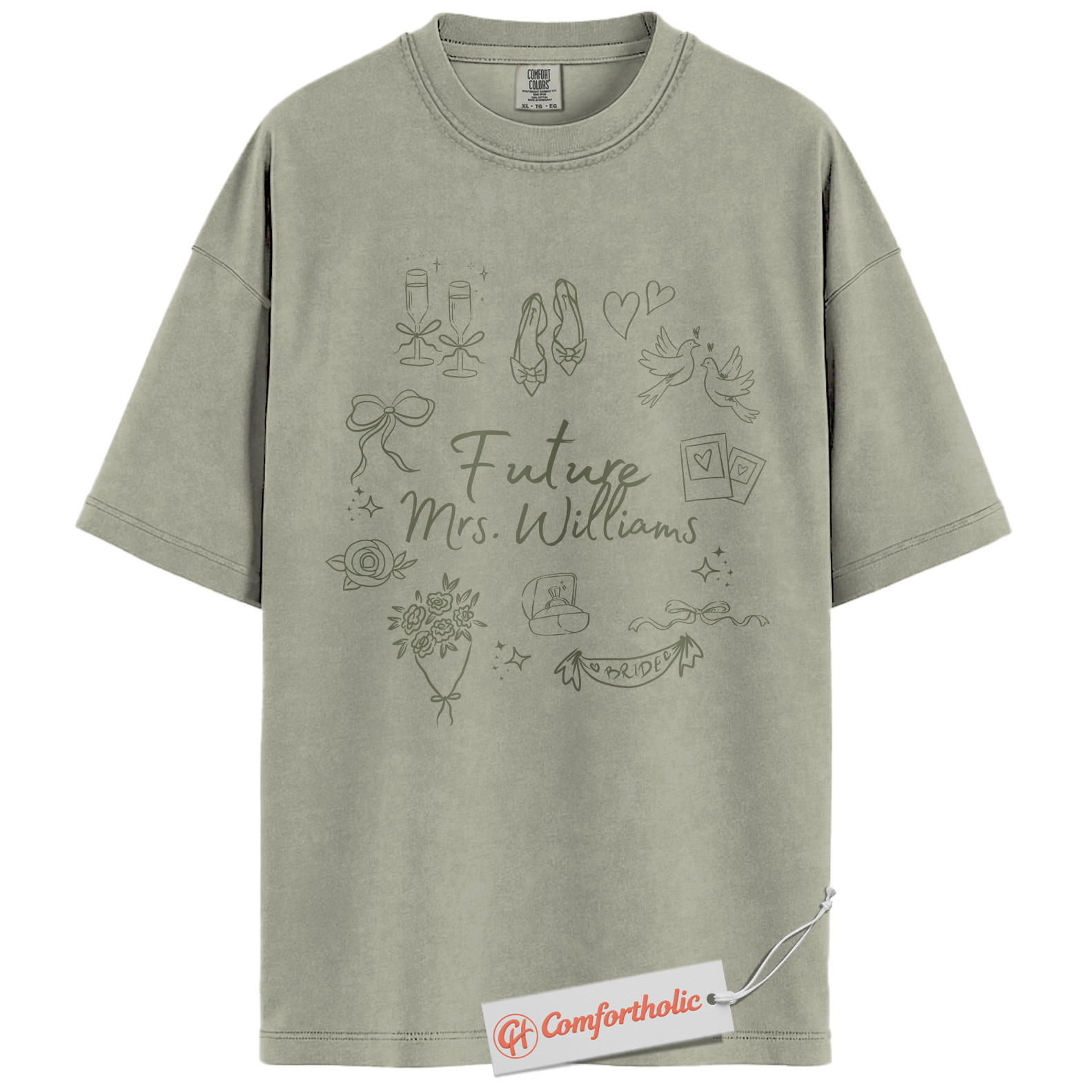 Personalized Future Mrs. Shirt, Custom Bride Last Name T-Shirt, Bridal Shower Tee for Fiancées, Cute Engagement Gift, Wedding Planning Comfort Colors Shirt - Image 6