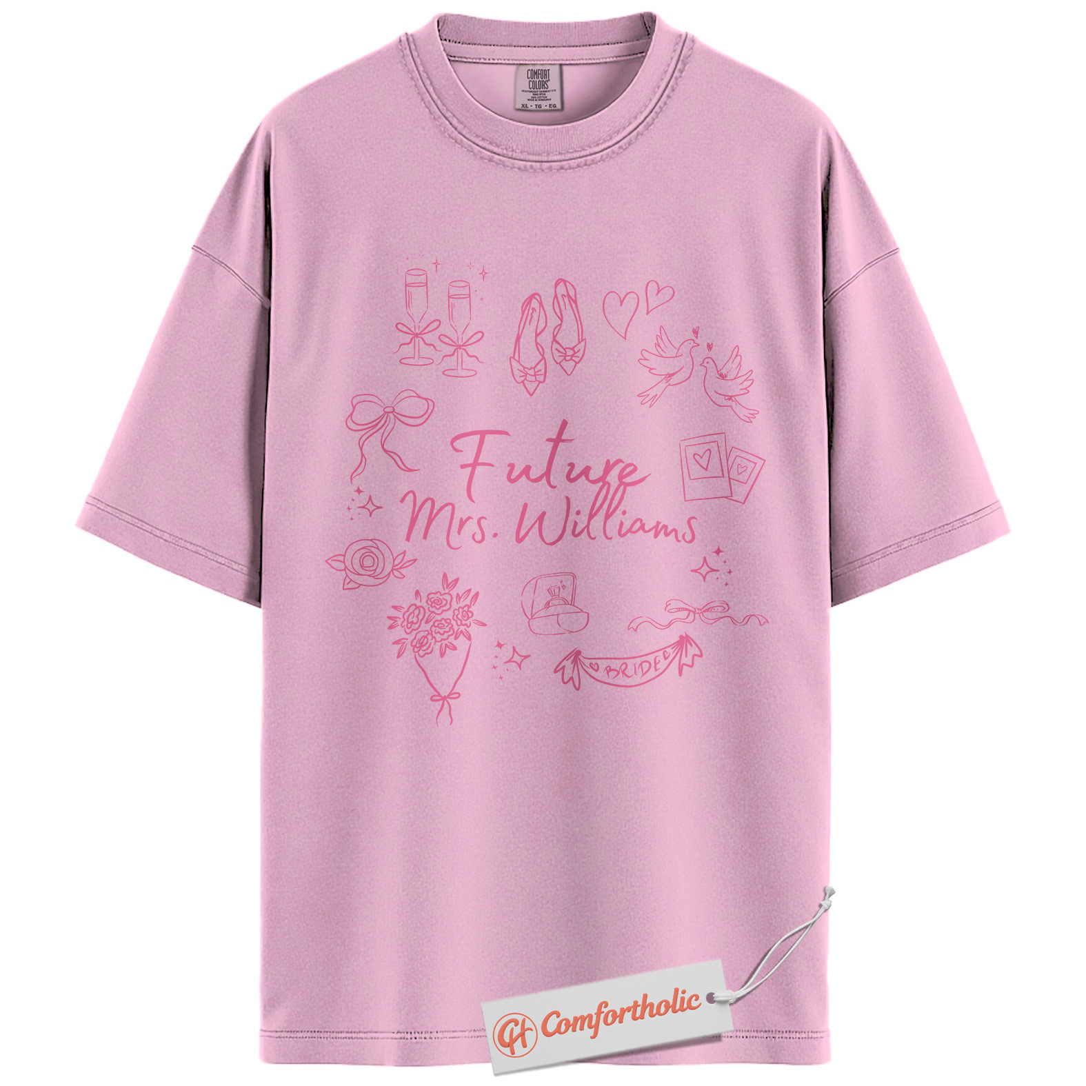 Personalized Future Mrs. Shirt, Custom Bride Last Name T-Shirt, Bridal Shower Tee for Fiancées, Cute Engagement Gift, Wedding Planning Comfort Colors Shirt - Image 8