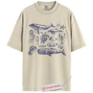 Ocean Creatures Collection Shirt, Marine Life Graphic Tee, Sea Animal Lover T-Shirt, Beach Comfort Colors Shirt