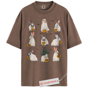 Ghost Bunny Halloween Shirt, Trick-or-Treat Rabbit T-Shirt, Cute Animal Graphic Tee, Fall Comfort Colors Shirt