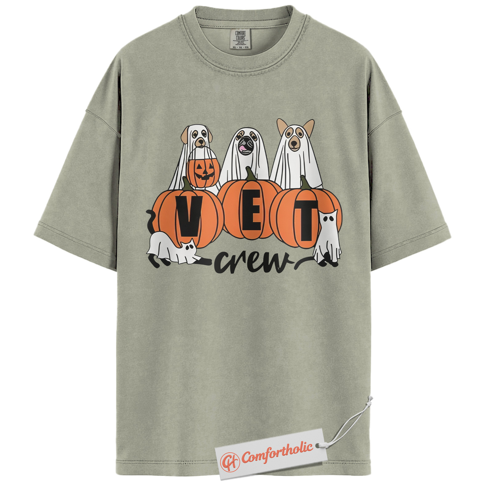 Halloween Vet Crew Shirt, Ghost Veterinarian T-Shirt, Vet Graphic Tee, Animal Lover Gift, Spooky Season Comfort Colors Shirt - Image 7