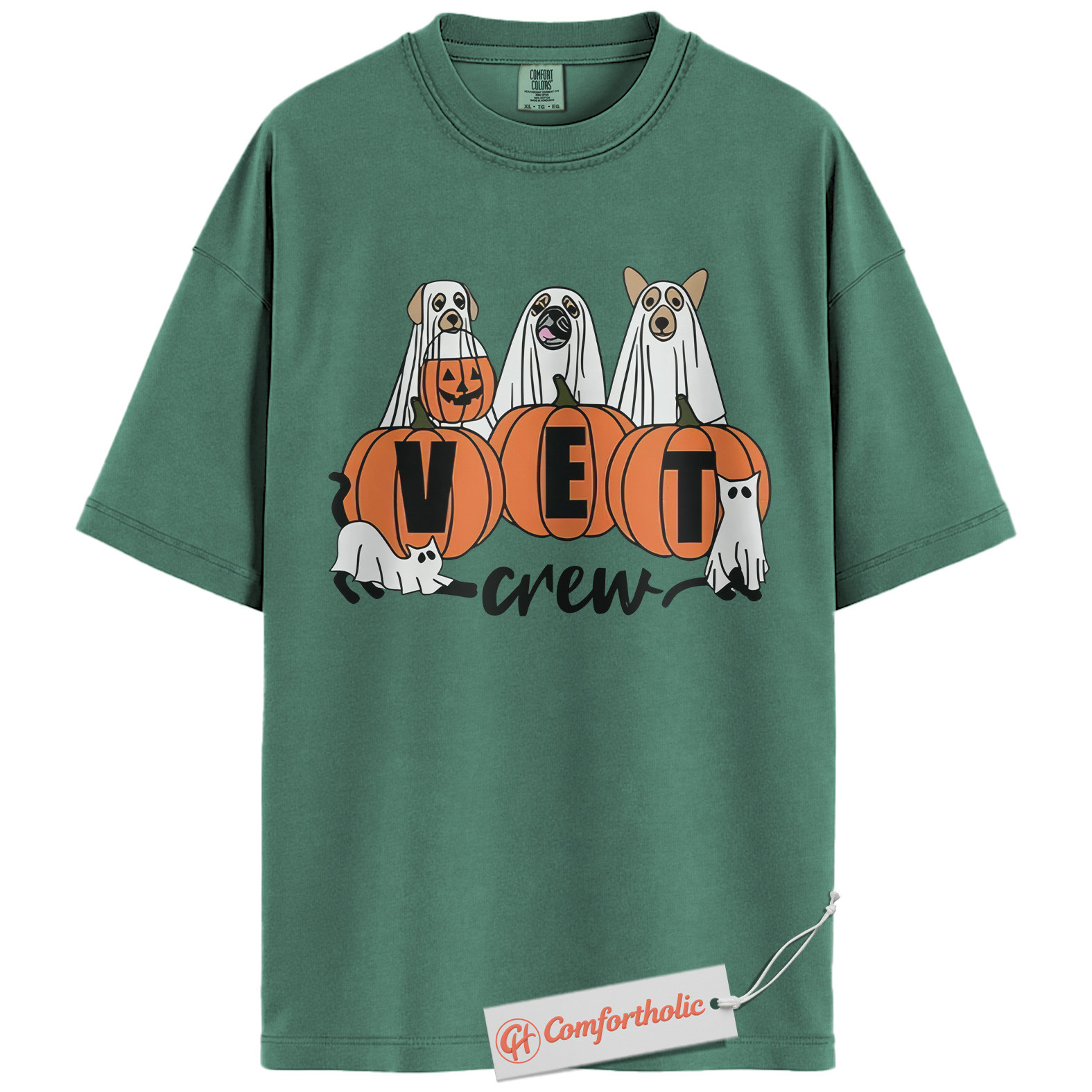 Halloween Vet Crew Shirt, Ghost Veterinarian T-Shirt, Vet Graphic Tee, Animal Lover Gift, Spooky Season Comfort Colors Shirt - Image 9