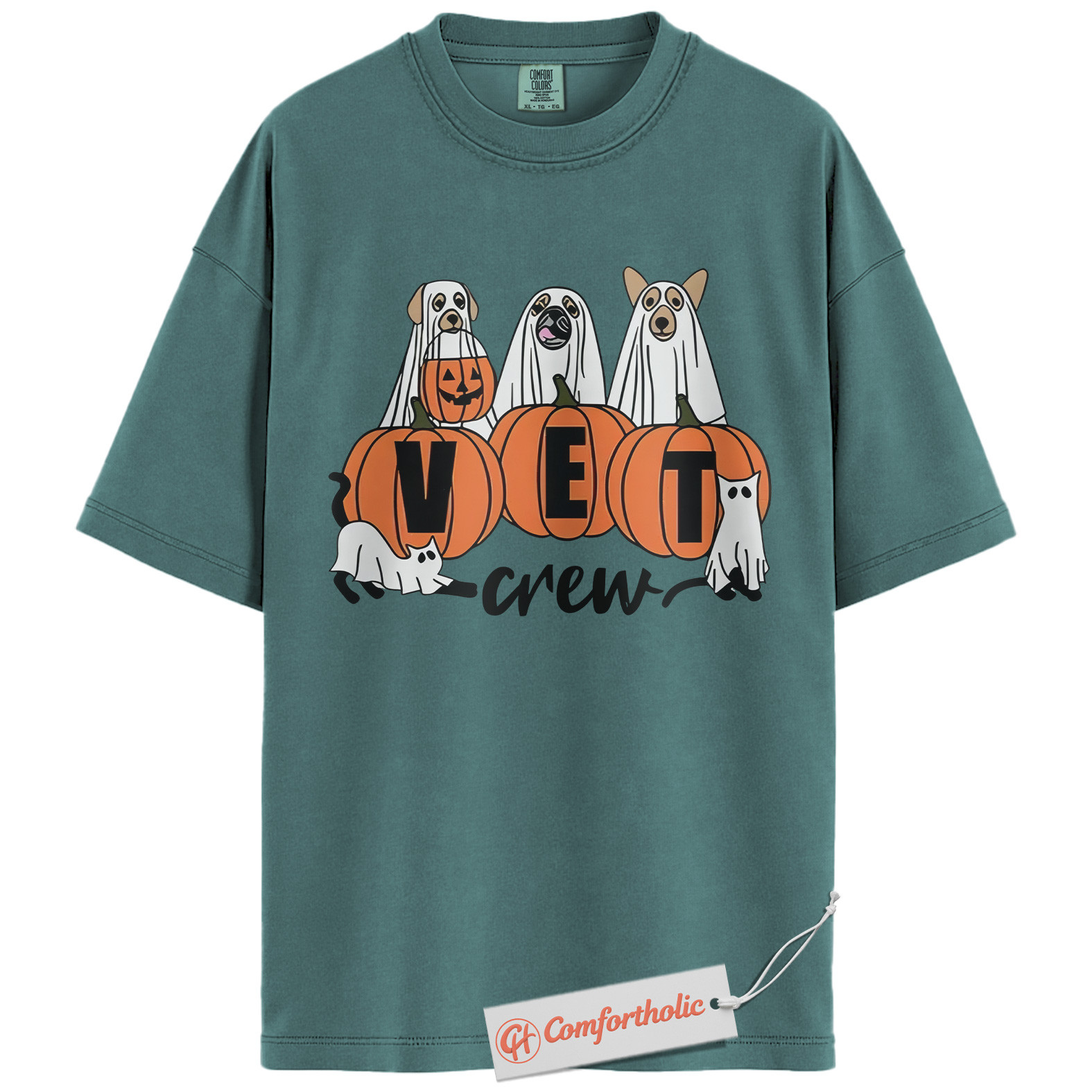Halloween Vet Crew Shirt, Ghost Veterinarian T-Shirt, Vet Graphic Tee, Animal Lover Gift, Spooky Season Comfort Colors Shirt - Image 10