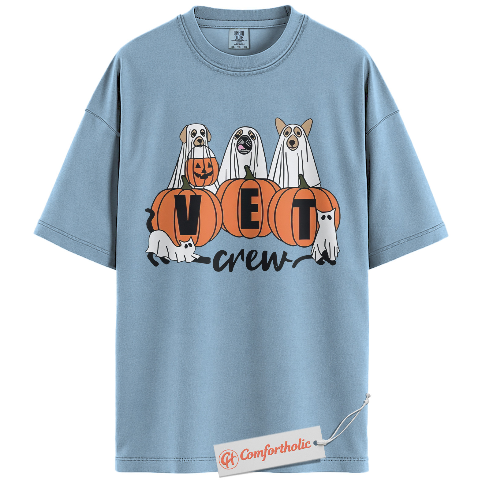 Halloween Vet Crew Shirt, Ghost Veterinarian T-Shirt, Vet Graphic Tee, Animal Lover Gift, Spooky Season Comfort Colors Shirt - Image 13