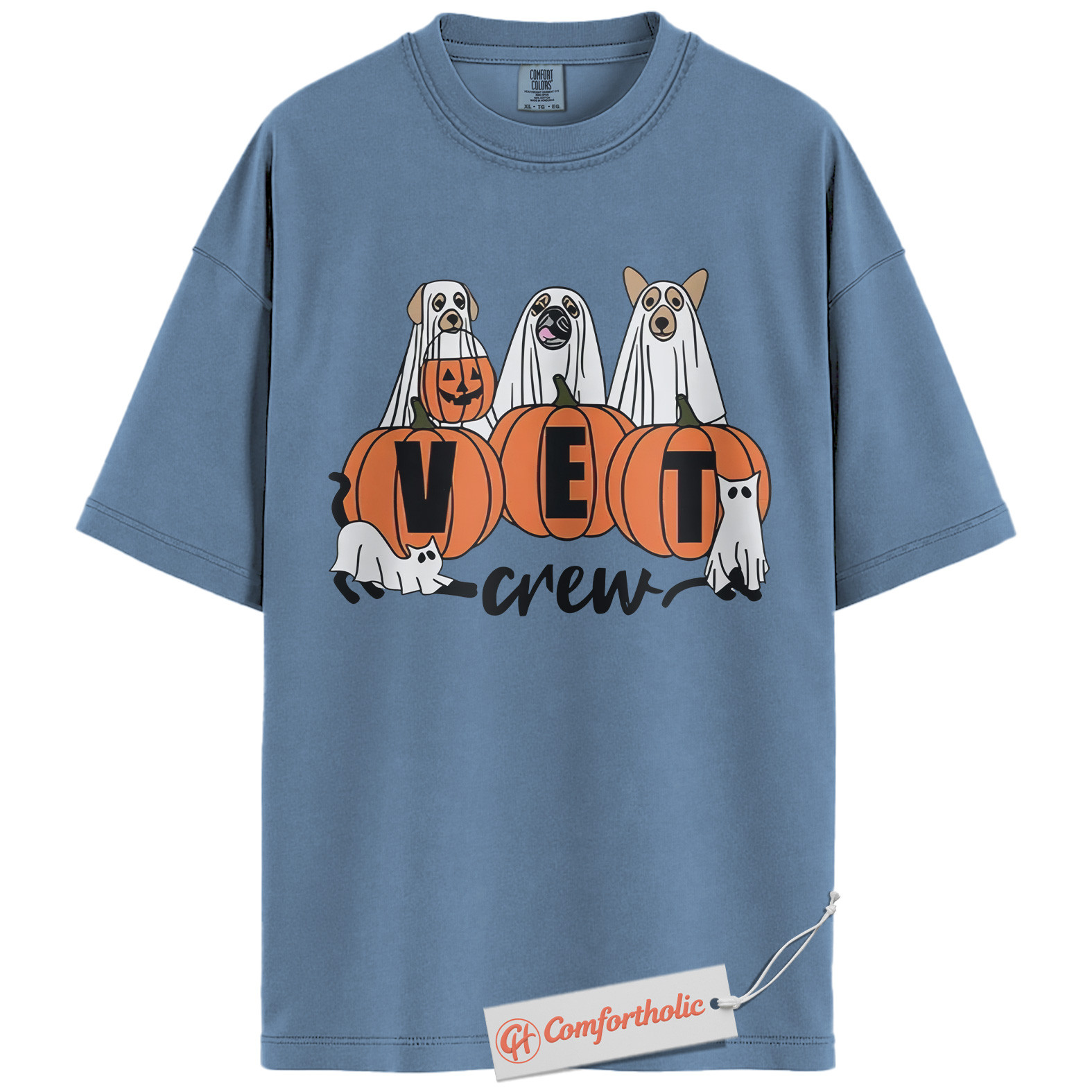 Halloween Vet Crew Shirt, Ghost Veterinarian T-Shirt, Vet Graphic Tee, Animal Lover Gift, Spooky Season Comfort Colors Shirt - Image 16