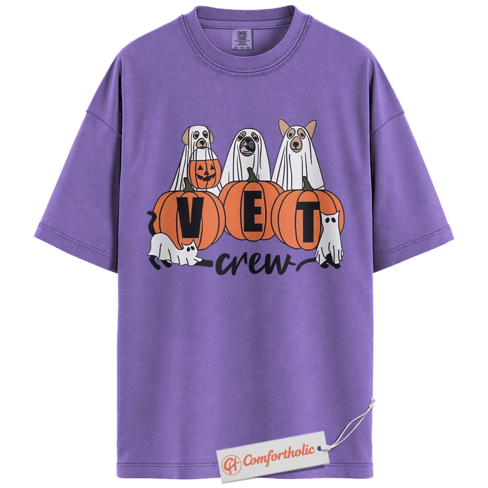 Halloween Vet Crew Shirt, Ghost Veterinarian T-Shirt, Vet Graphic Tee, Animal Lover Gift, Spooky Season Comfort Colors Shirt - Image 19