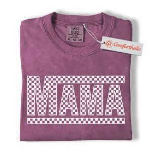 Alternative view of Checkerboard Mama Shirt, Checkered Mom Graphic Tee, Family T-Shirt, Mother’s Day Gift, Trendy Comfort Colors Shirt