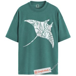 Floral Manta Ray Shirt, Ocean Animal Graphic Tee, Marine Life Lover T-Shirt, Nature Comfort Colors Shirt