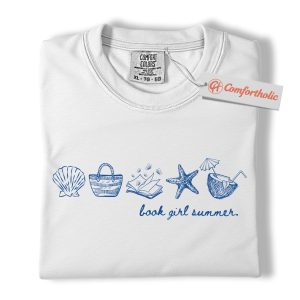 Alternative view of Book Girl Summer Shirt, Beach Reading Shirt, Book Lover Shirt, Aesthetic Vacation Comfort Colors Shirt