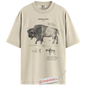 Bison Shirt, Vintage American Bison Diagram Tee, Retro Wildlife Educational T-Shirt, Nature Animal Comfort Colors Shirt