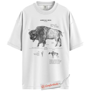 Alternative view of Bison Shirt, Vintage American Bison Diagram Tee, Retro Wildlife Educational T-Shirt, Nature Animal Comfort Colors Shirt