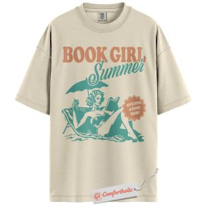 Book Girl Summer Shirt, Retro Reading Beach Graphic Shirt, Cute Literary Shirt, Book Lover Comfort Colors Shirt