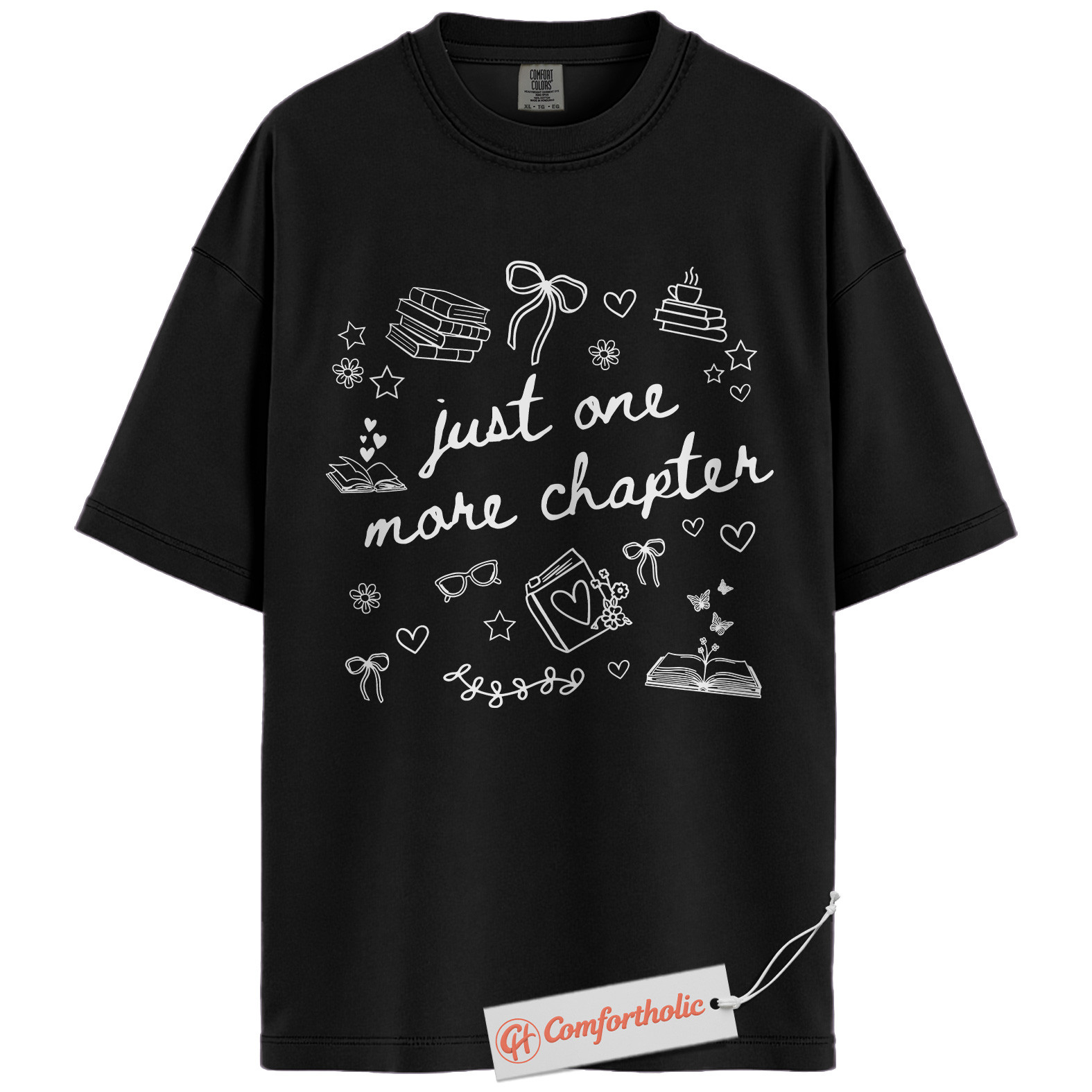 Just One More Chapter Shirt, Book Lover Shirt, Cute Reading Shirt, Literary Graphic Comfort Colors Shirt - Image 3