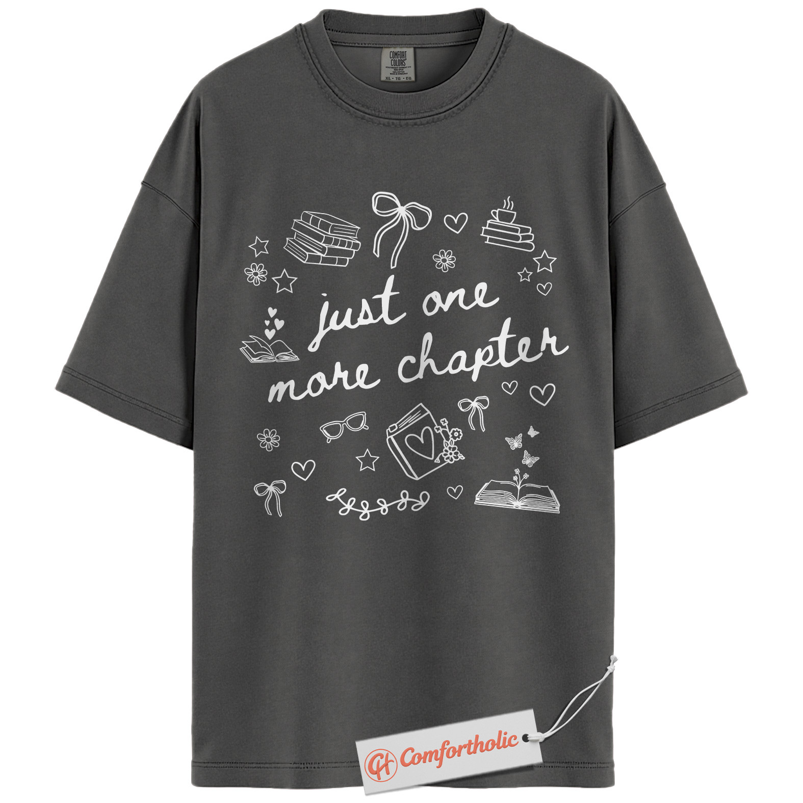 Just One More Chapter Shirt, Book Lover Shirt, Cute Reading Shirt, Literary Graphic Comfort Colors Shirt - Image 4