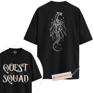 Quest Squad Shirt, Fourth Wing Shirt, Dragon Rider Shirt, Sgaeyl & Xaden Inspired Shirt, Fantasy Bookish Comfort Colors Shirt 2-Sided