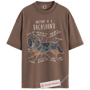 Dachshund Anatomy Shirt, Funny Wiener Dog Diagram Shirt, Cute Sausage Dog Lover Shirt, Dog Mom Comfort Colors Shirt