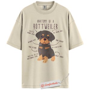 Rottweiler Anatomy Shirt, Funny Rottie Dog Diagram Shirt, Cute Guard Dog Lover Shirt, Big Dog Breed Comfort Colors Shirt