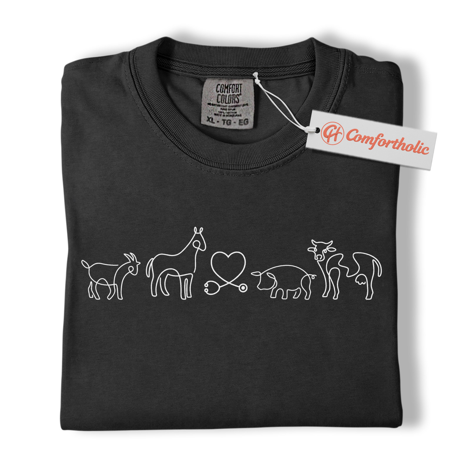 Vet Tech Shirt, Country Veterinarian Tee, Farm Animal Line Art T-Shirt, Veterinary Comfort Colors Shirt - Image 3