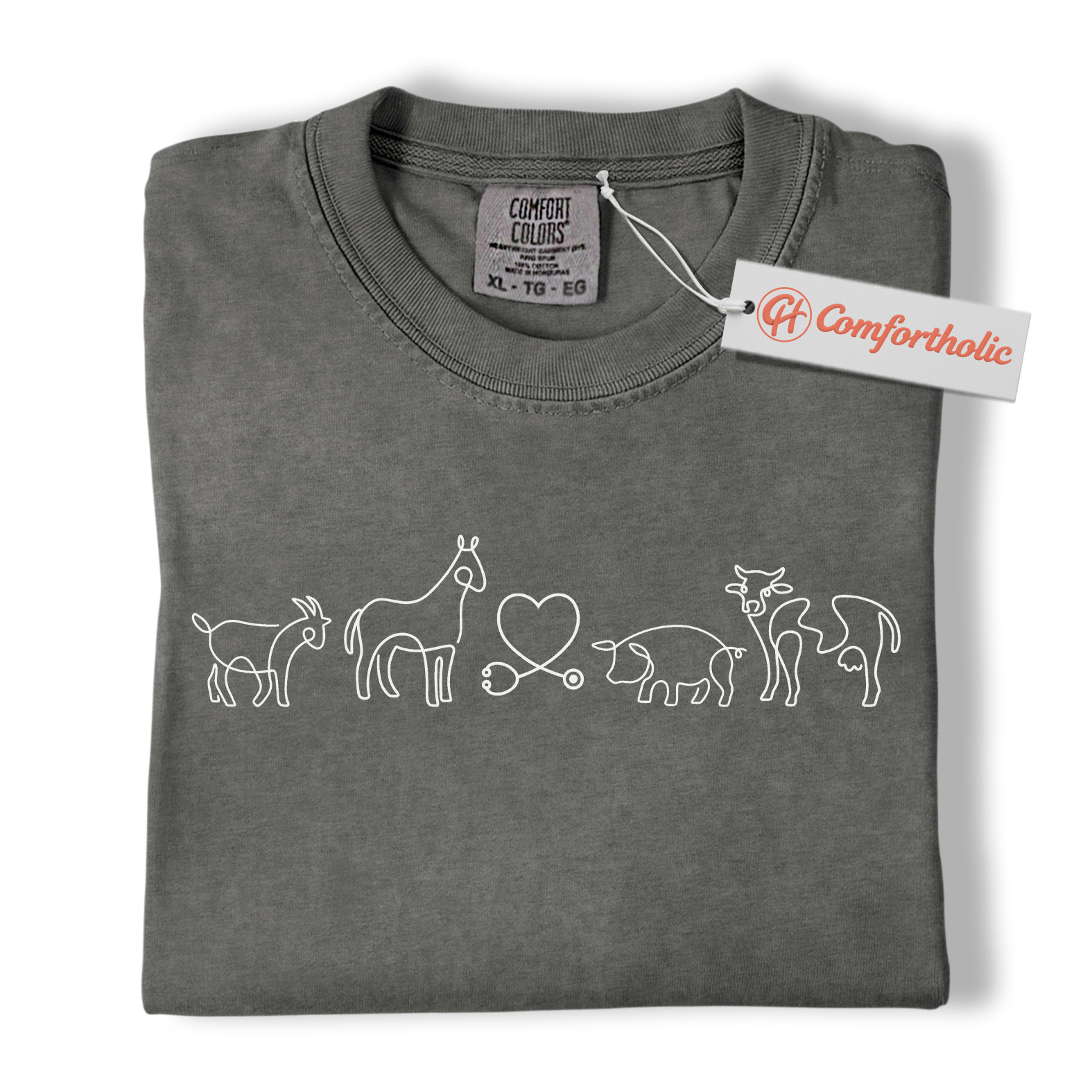 Vet Tech Shirt, Country Veterinarian Tee, Farm Animal Line Art T-Shirt, Veterinary Comfort Colors Shirt - Image 4
