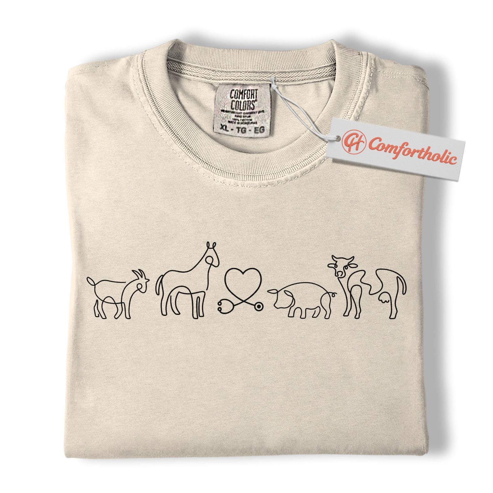 Vet Tech Shirt, Country Veterinarian Tee, Farm Animal Line Art T-Shirt, Veterinary Comfort Colors Shirt - Image 5