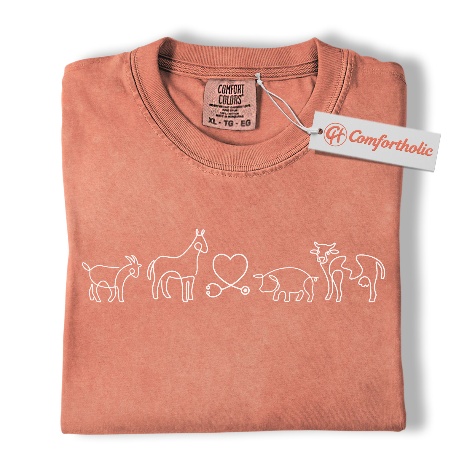 Vet Tech Shirt, Country Veterinarian Tee, Farm Animal Line Art T-Shirt, Veterinary Comfort Colors Shirt - Image 7