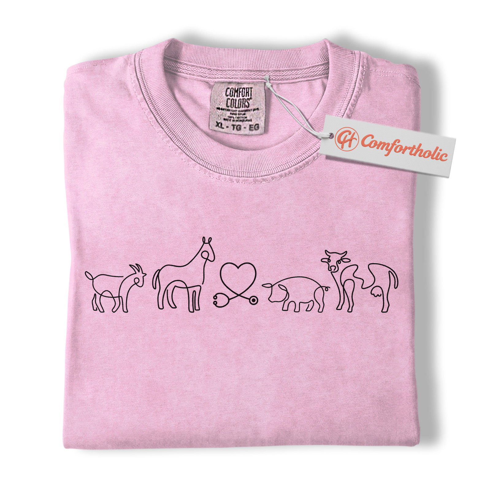 Vet Tech Shirt, Country Veterinarian Tee, Farm Animal Line Art T-Shirt, Veterinary Comfort Colors Shirt - Image 8