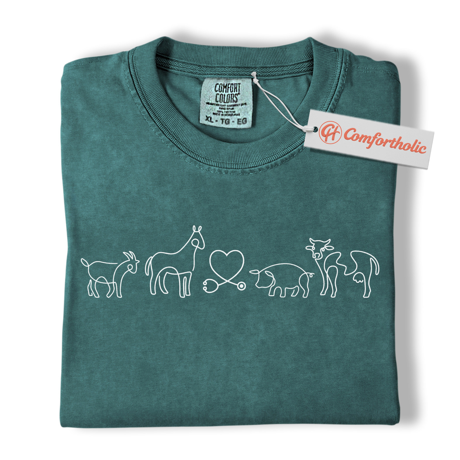 Vet Tech Shirt, Country Veterinarian Tee, Farm Animal Line Art T-Shirt, Veterinary Comfort Colors Shirt - Image 11