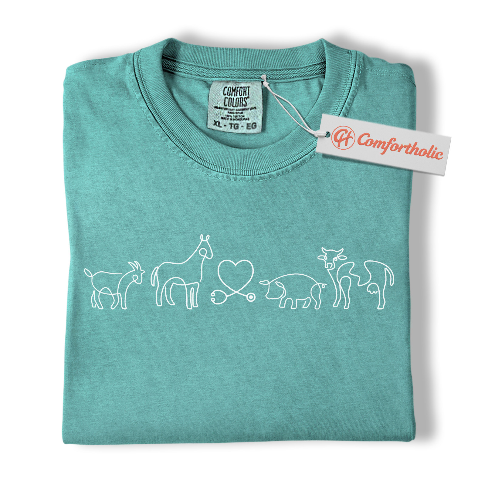 Vet Tech Shirt, Country Veterinarian Tee, Farm Animal Line Art T-Shirt, Veterinary Comfort Colors Shirt - Image 13