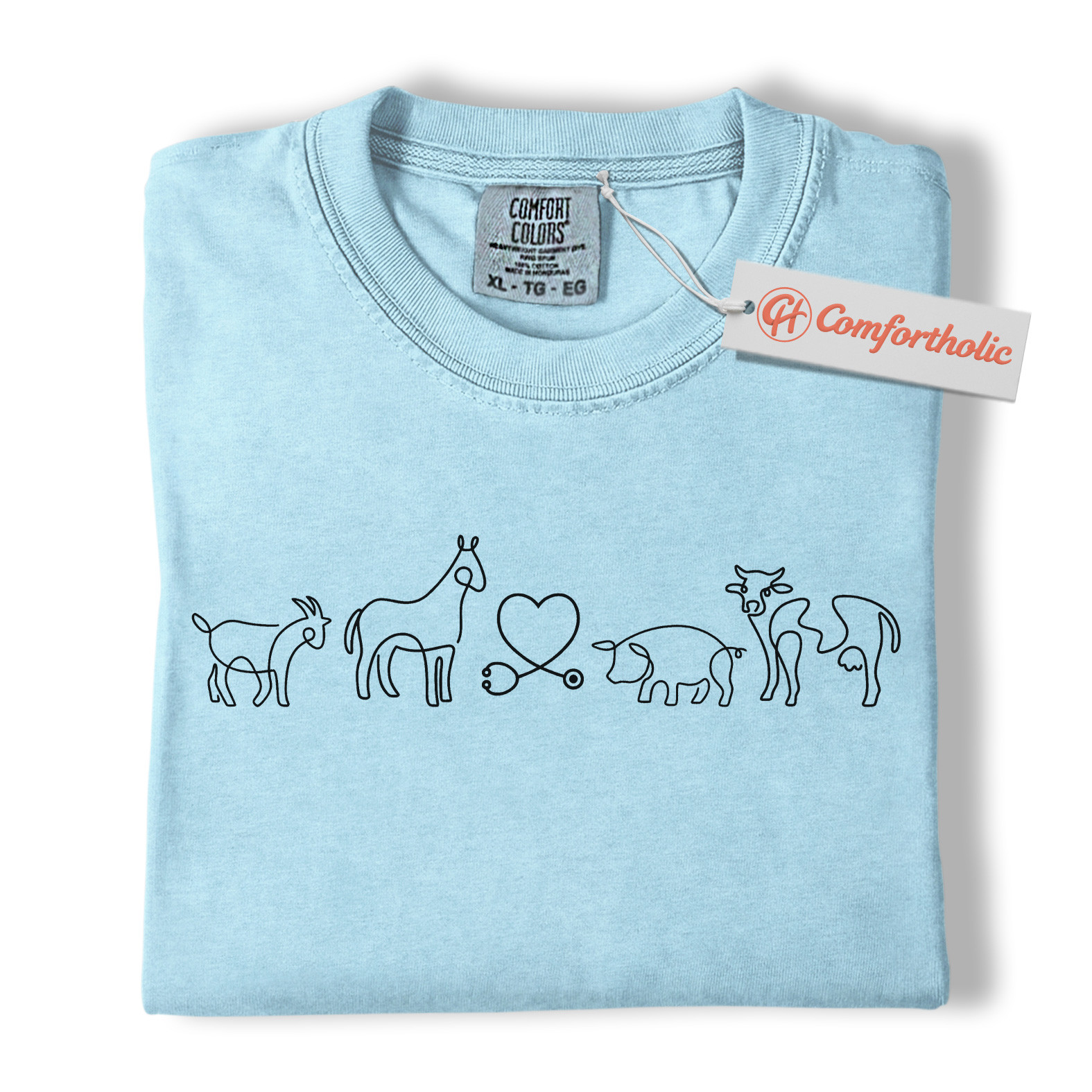 Vet Tech Shirt, Country Veterinarian Tee, Farm Animal Line Art T-Shirt, Veterinary Comfort Colors Shirt - Image 14