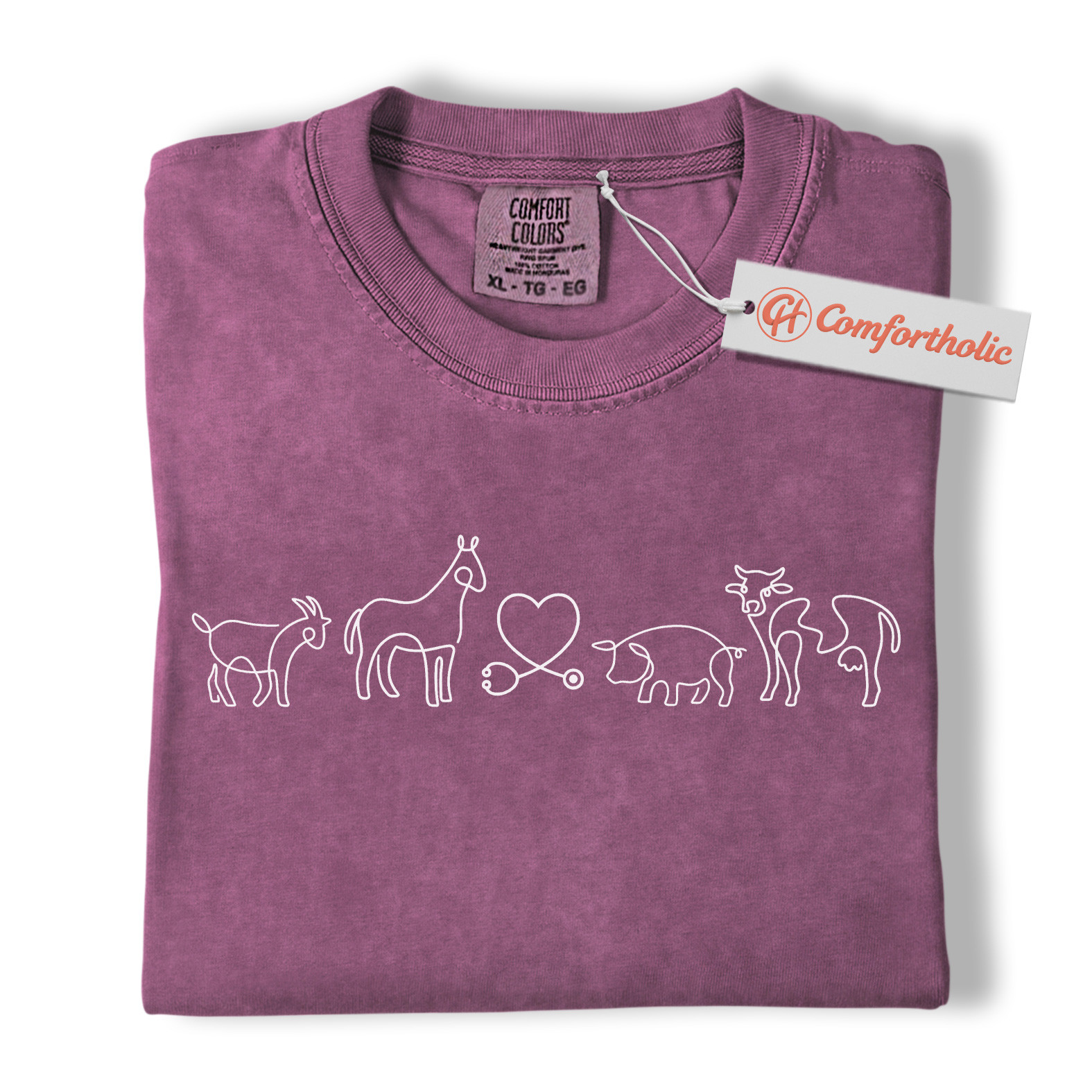 Vet Tech Shirt, Country Veterinarian Tee, Farm Animal Line Art T-Shirt, Veterinary Comfort Colors Shirt - Image 15