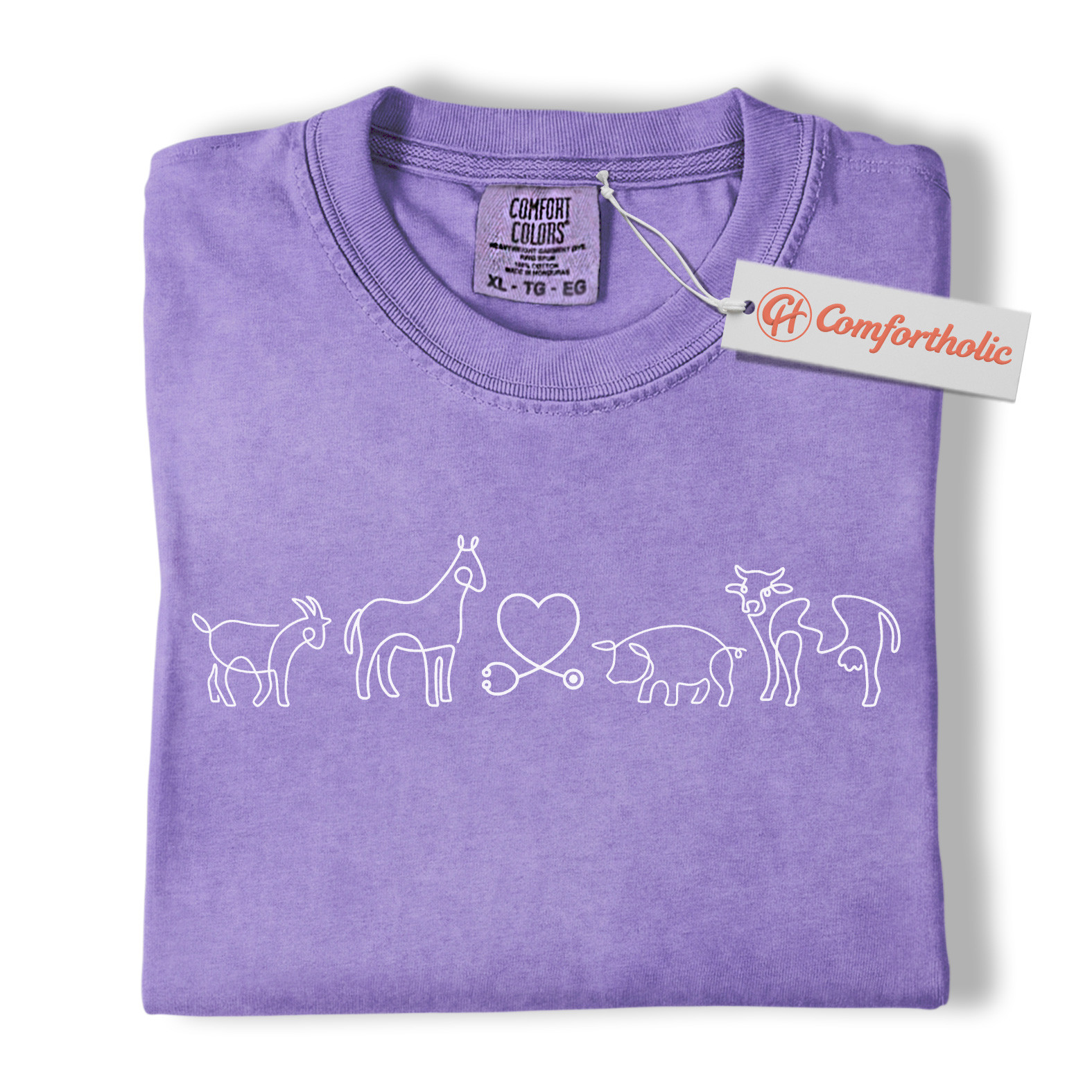 Vet Tech Shirt, Country Veterinarian Tee, Farm Animal Line Art T-Shirt, Veterinary Comfort Colors Shirt - Image 20