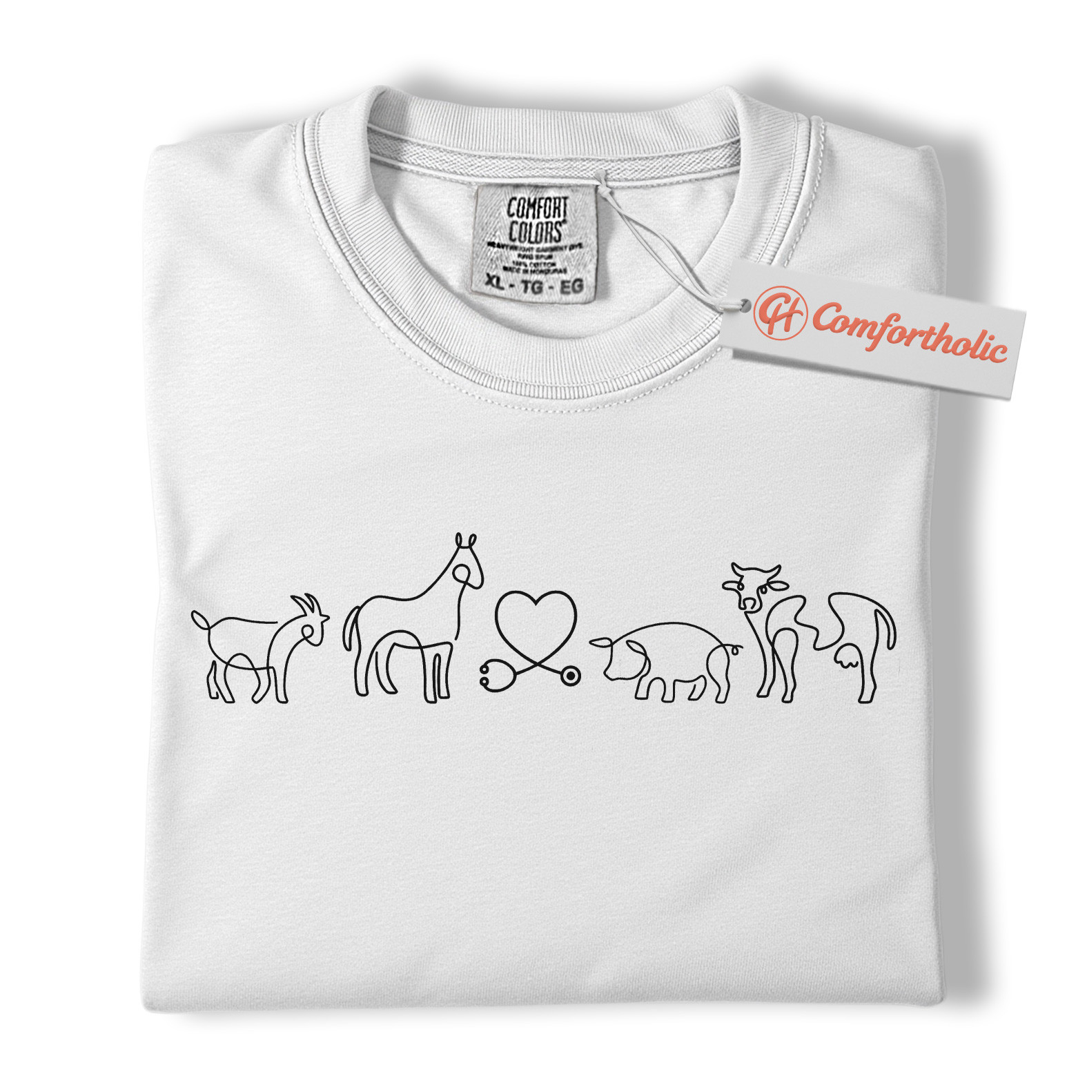 Vet Tech Shirt, Country Veterinarian Tee, Farm Animal Line Art T-Shirt, Veterinary Comfort Colors Shirt - Image 2