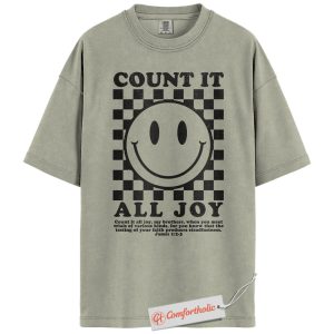 Count It All Joy Shirt, Checkerboard Smiley Shirt, Christian Shirt, Faith Shirt, Vintage Comfort Colors T-Shirt