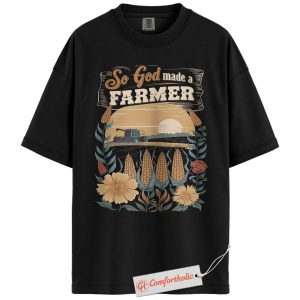 So God Made a Farmer Shirt, Farm Harvest Graphic Shirt, Christian Farmer Shirt, Vintage Comfort Colors Shirt