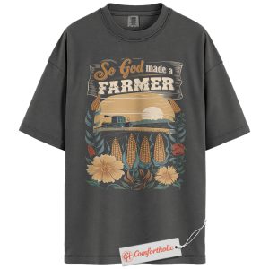 Alternative view of So God Made a Farmer Shirt, Farm Harvest Graphic Shirt, Christian Farmer Shirt, Vintage Comfort Colors Shirt